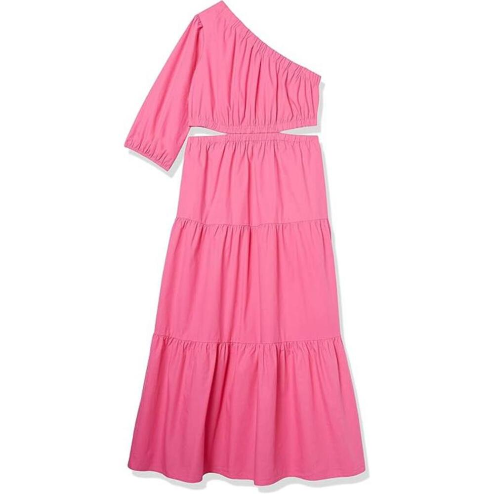 The Drop Women's April One-Shoulder Cutout Tiered Midi Dress, Rose Pink, Large - Picture 3 of 4
